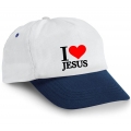 Sapca doua culori(bleumarin-alb), I love Jesus